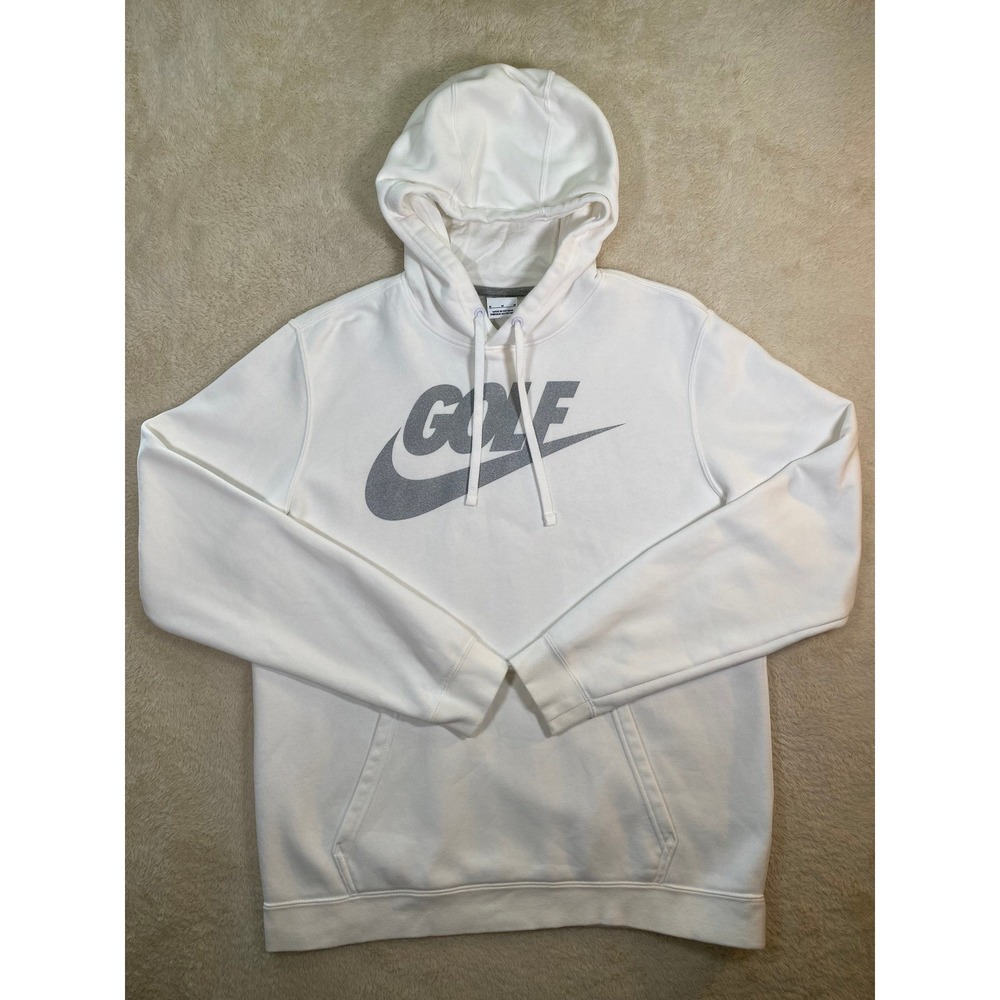 Nike Golf Hoodie Mens Medium White Silver Glitter Logo Pullover Sweatshirt M